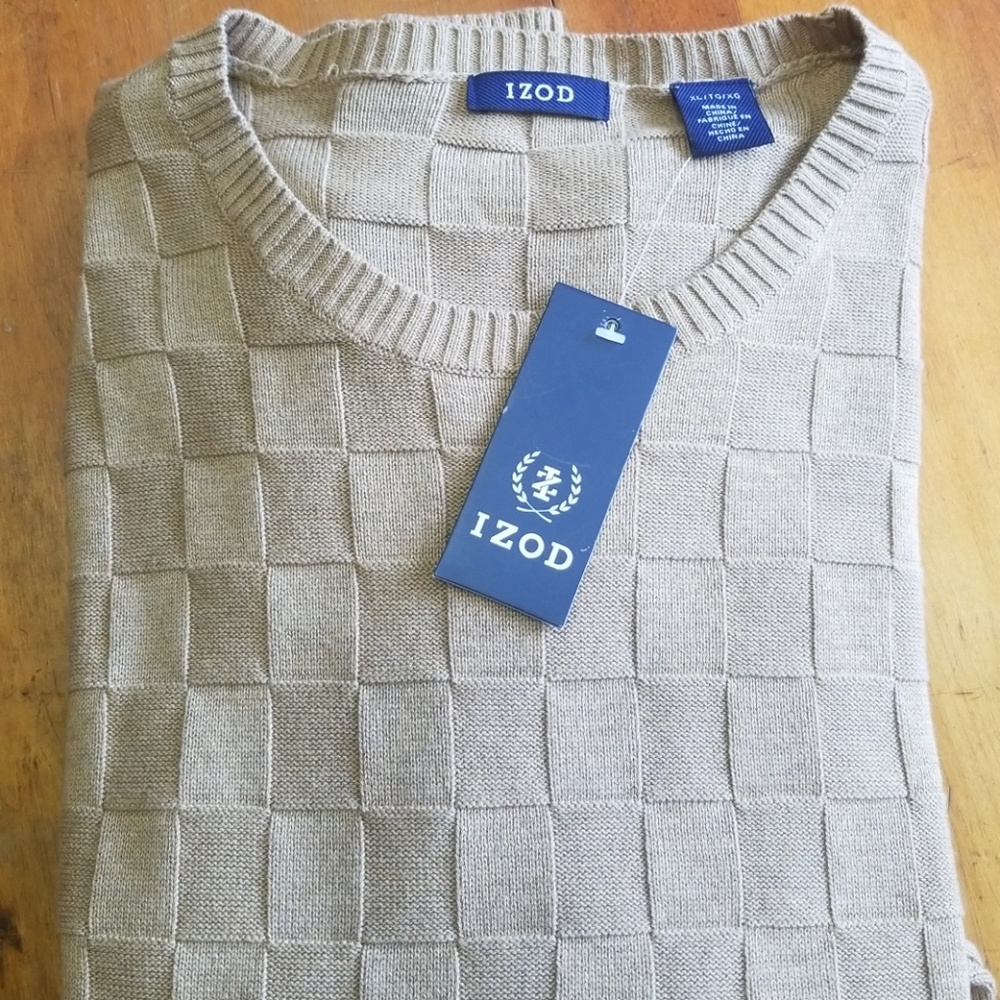 IZOD Camel Basketweave Pullover Sweater Size XL